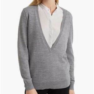 Club Monaco V-neck Mixed Media Chandails Grey NWT Blouse Women's Tops